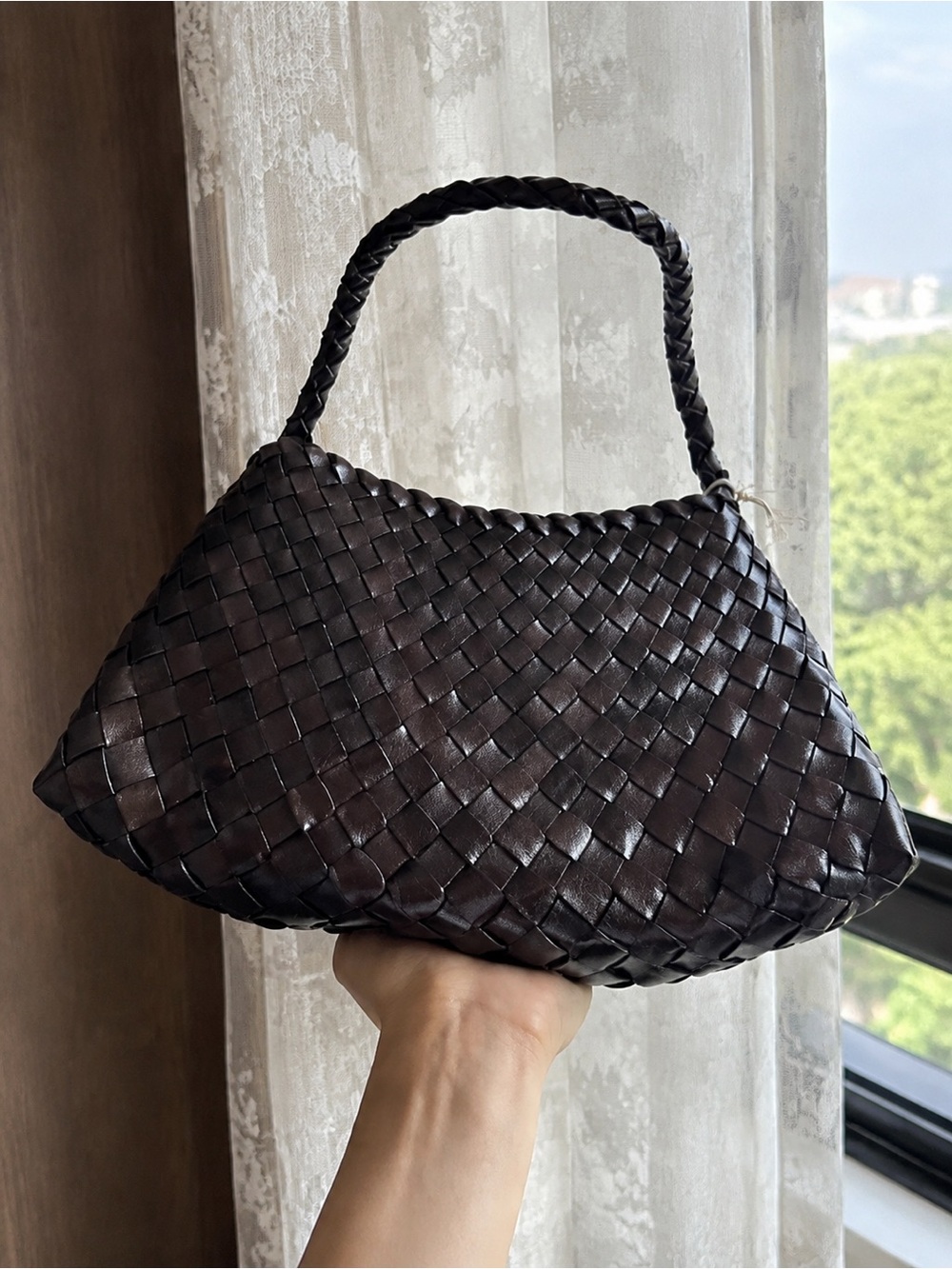 Dragon Diffusion Woven Leather Shoulder Bag in Dark Brown - Picture 3 of 4